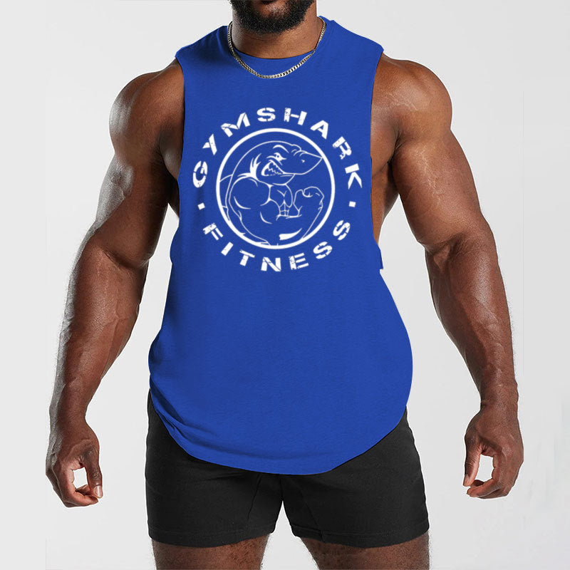 Herren nan ärmelloses Muskelshirt mit extra tiefen Armöffnungen und großem Logodruck