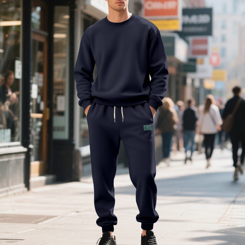 Herren lässiger Freizeitanzug mit weichem Fleece und elastischem Bund