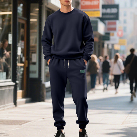 Herren lässiger Freizeitanzug mit weichem Fleece und elastischem Bund