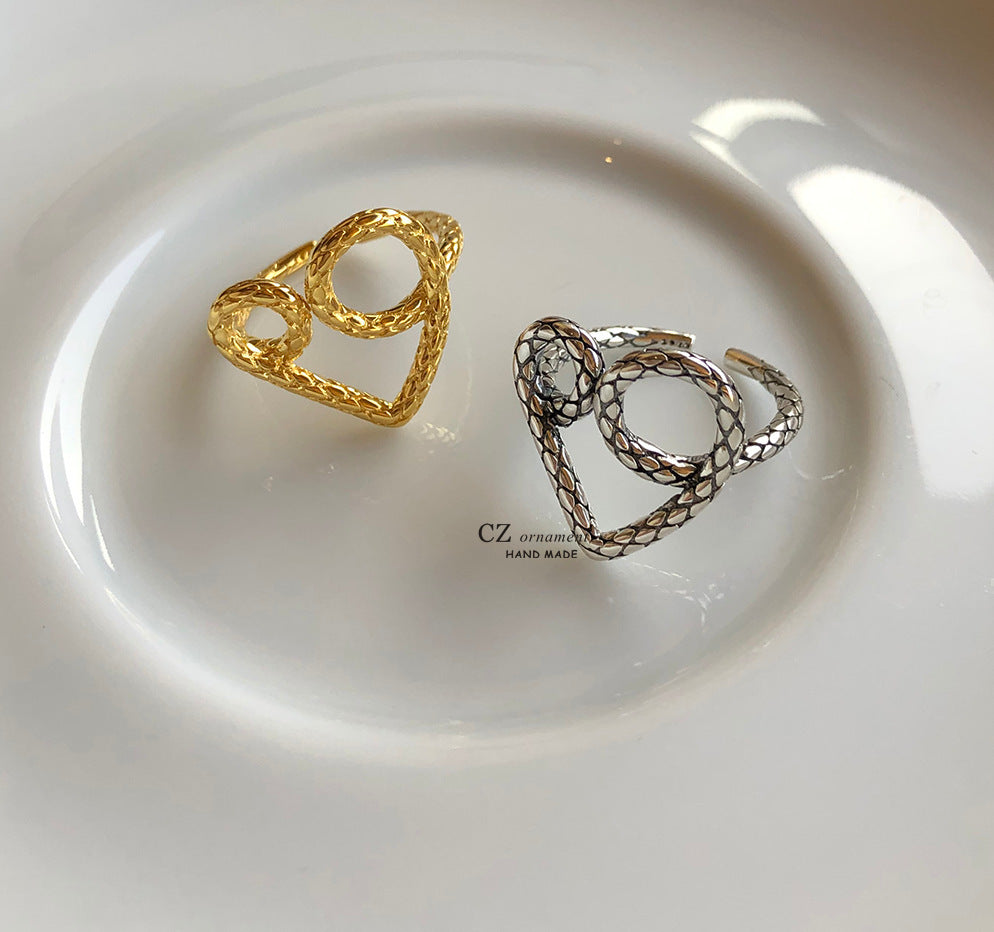 Damen Offener Ring mit filigranem Herzdesign Shop Nory
