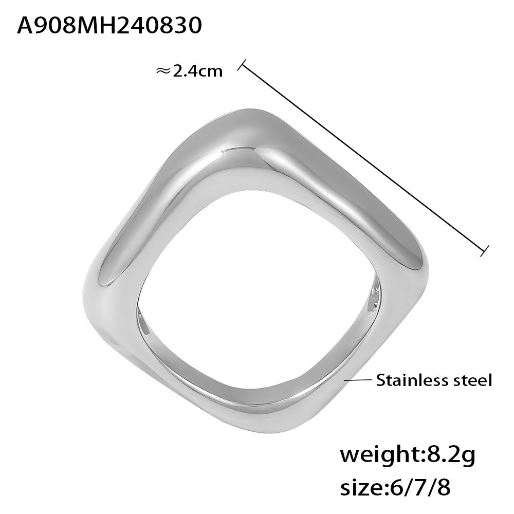Damen Modischer Ring mit modernem, geschwungenem Design aus Edelstahl Shop Nory
