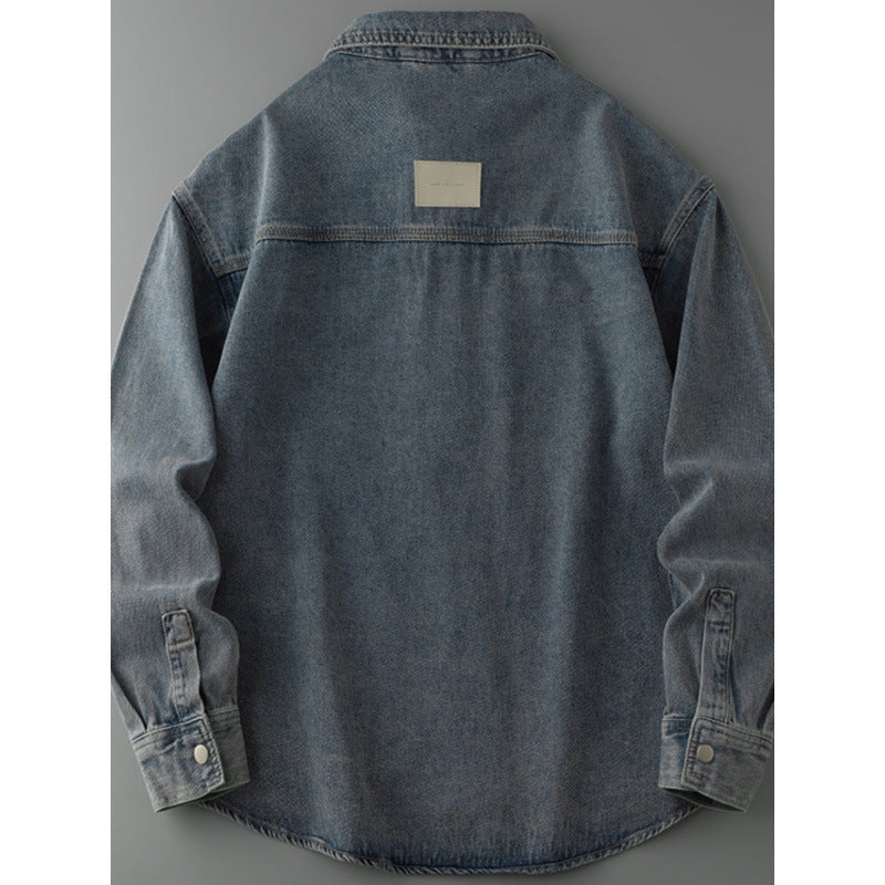 Herren Overshirt-Jacke aus gewaschenem Denim mit Druckknopfleiste und Relaxed-Schnitt Shop Nory