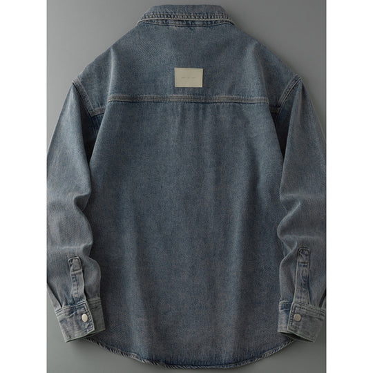 Herren Overshirt-Jacke aus gewaschenem Denim mit Druckknopfleiste und Relaxed-Schnitt Shop Nory