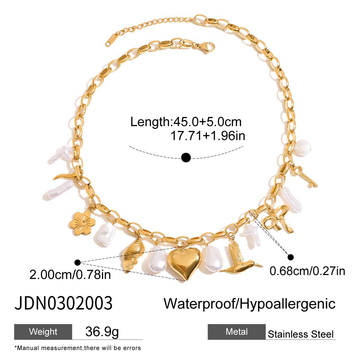 Damenkette mit verspielten Anhängern aus Edelstahl Shop Nory