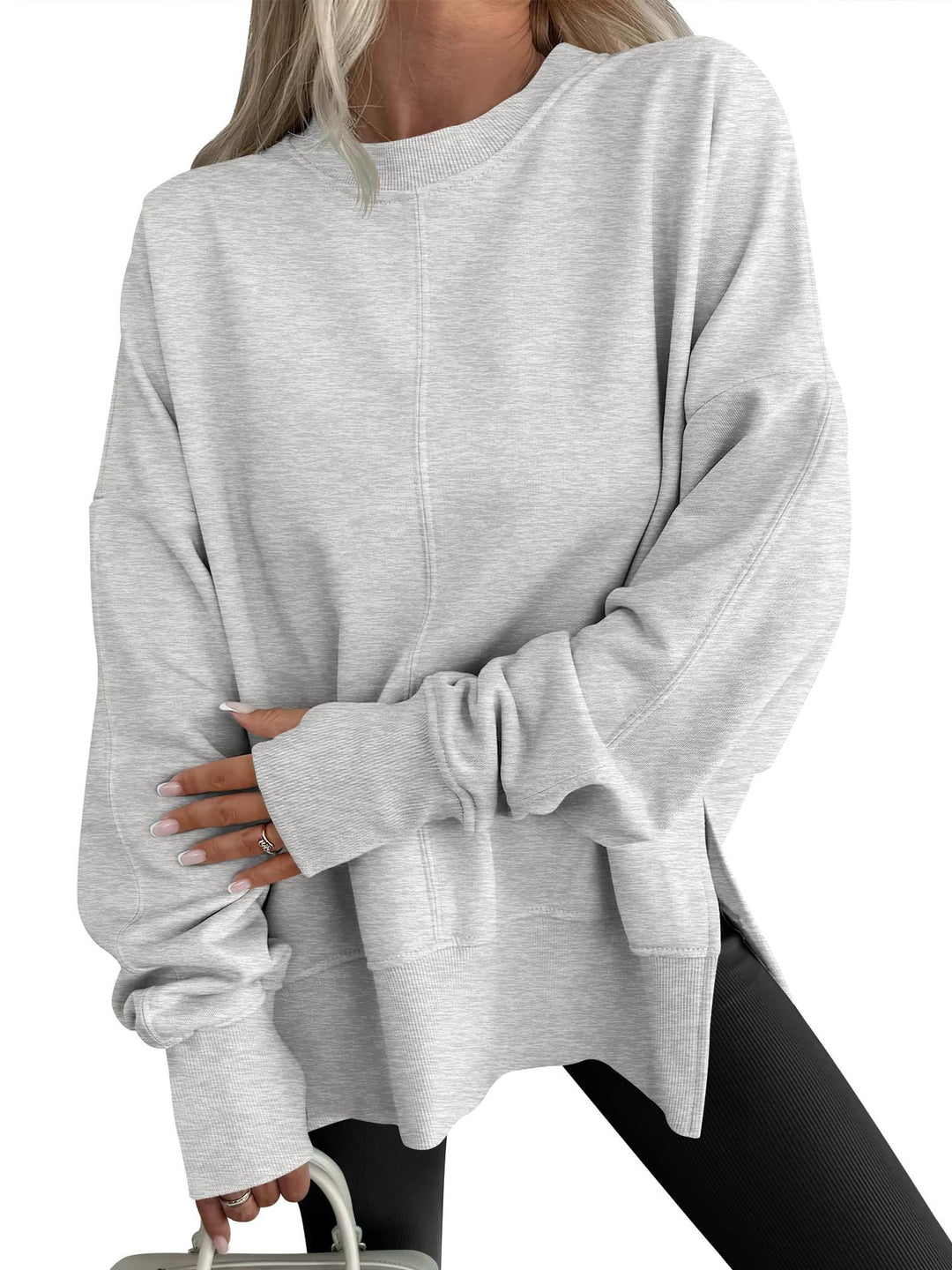 Damen Oversize-Sweatshirt mit Mittelnähte, Rundhals und überschnittener Schulter Shop Nory
