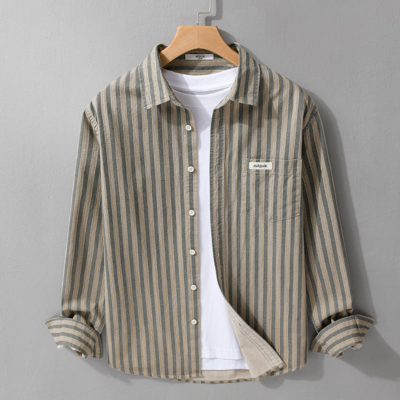 Herren Casual-Streifenhemd im Overshirt‑Stil mit Kentkragen Shop Nory
