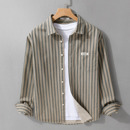 Herren Casual-Streifenhemd im Overshirt‑Stil mit Kentkragen Shop Nory