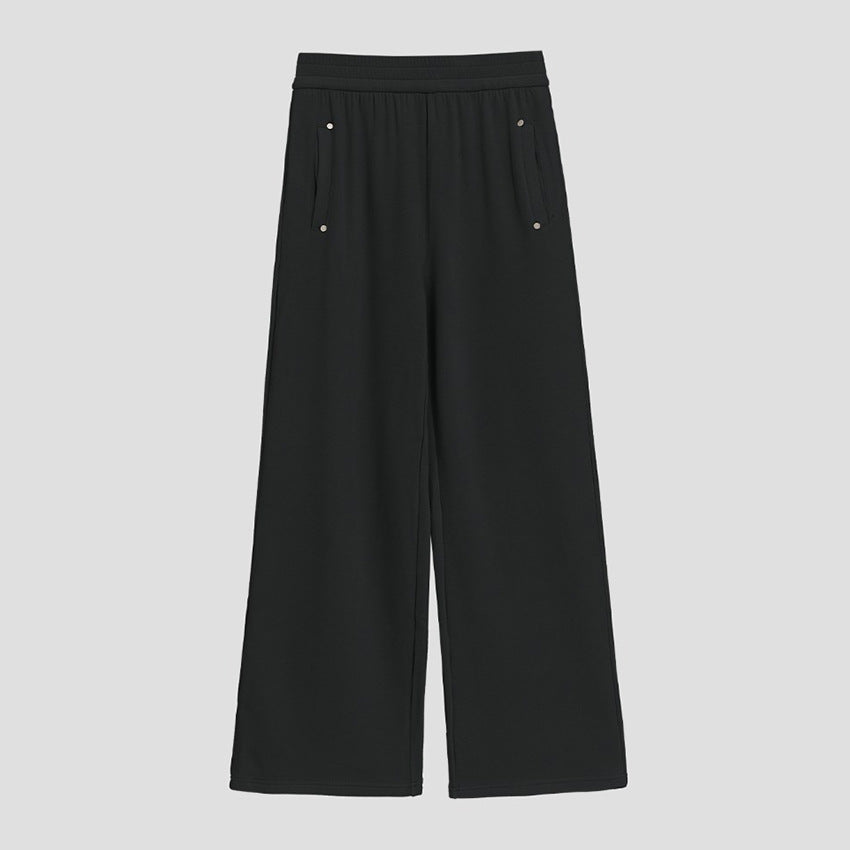 Damen Weite Satin-Loungehose mit elastischem Bund und Eingrifftaschen Shop Nory