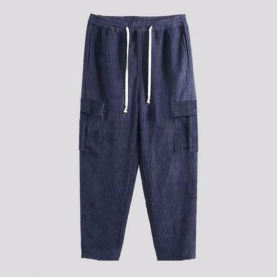 Herren nan Cord-Cargo-Jogginghose mit elastischem Tunnelzugbund, aufgesetzten Klappentaschen und tapered Bein Shop Nory