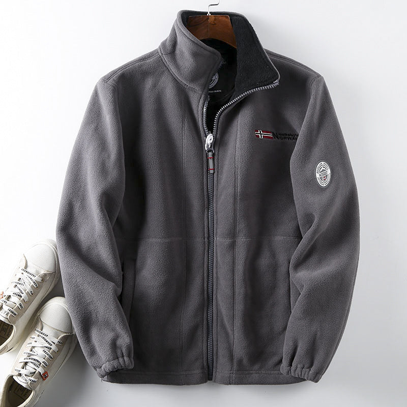 Herren Fleecejacke mit Stehkragen, durchgehendem Reißverschluss und Teddy-Innenfutter Shop Nory