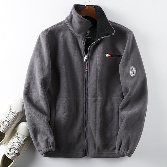 Herren Fleecejacke mit Stehkragen, durchgehendem Reißverschluss und Teddy-Innenfutter Shop Nory