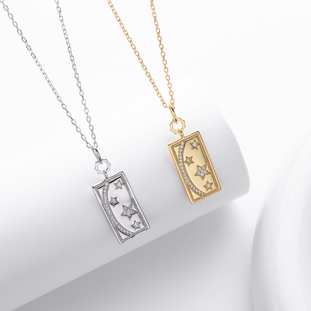 Damen Halskette mit schützendem Mond- und Sternenanhänger aus hochwertigem 925 Sterling Silber Shop Nory
