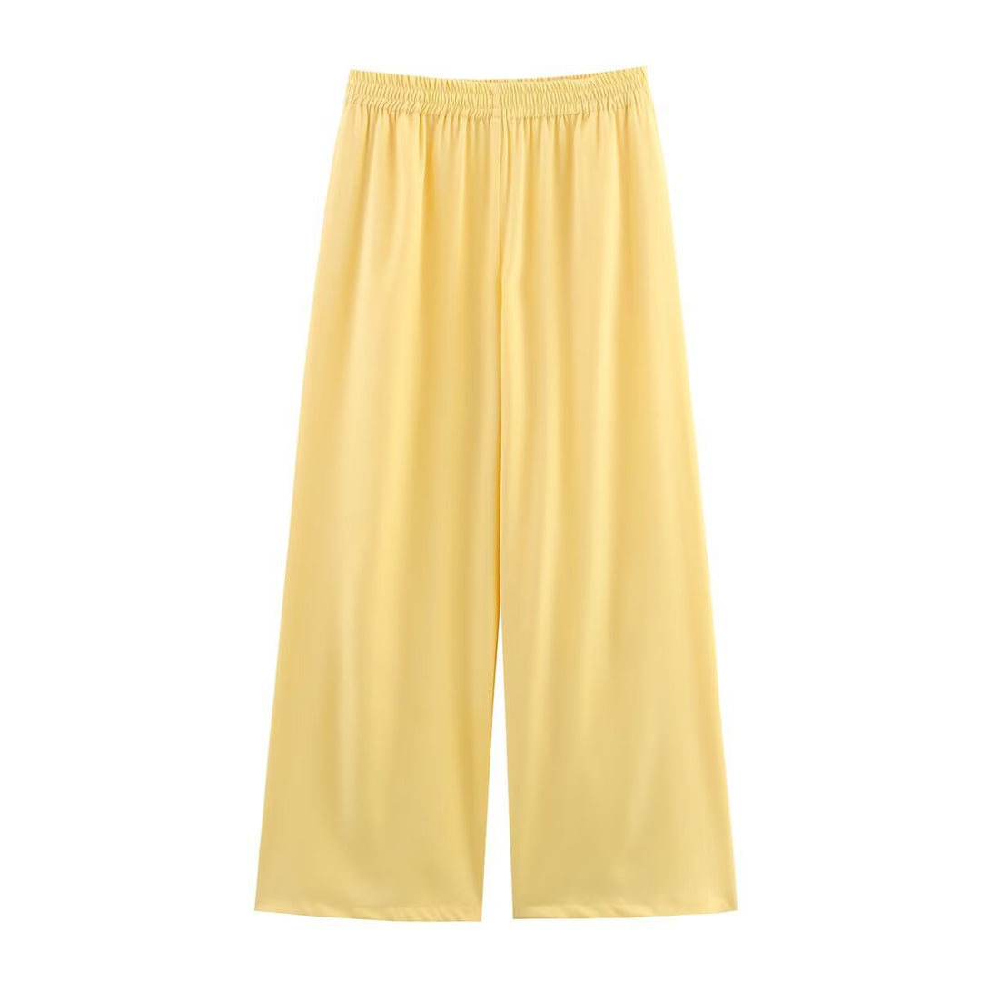 Damen Weite Palazzohose mit elastischem Bund und fließender Beinweite Shop Nory