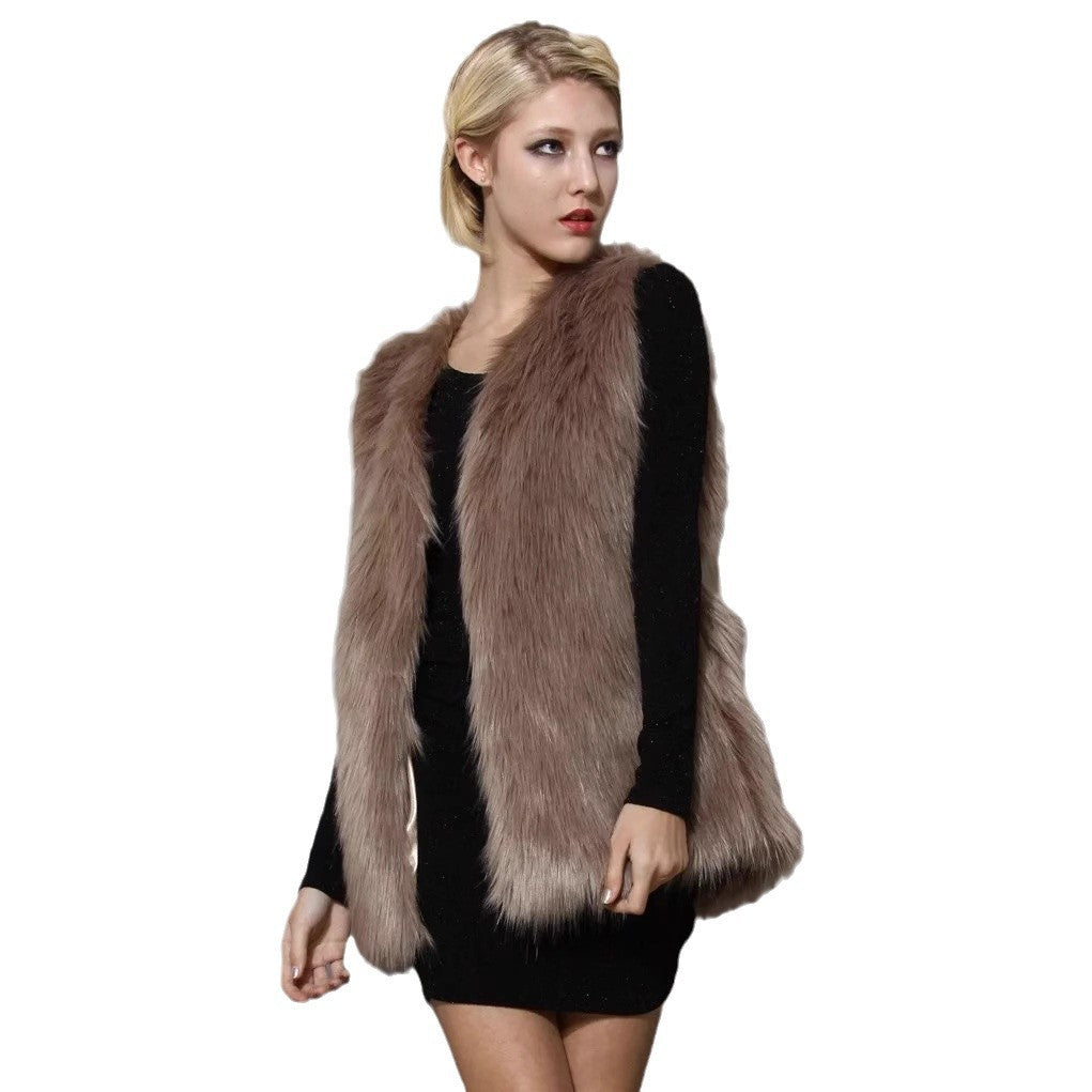 Damen Ärmellose Shaggy Kunstpelz‑Weste mit langem Flor und offener Front Shop Nory