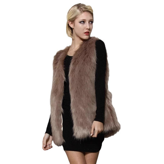 Damen Ärmellose Shaggy Kunstpelz‑Weste mit langem Flor und offener Front Shop Nory