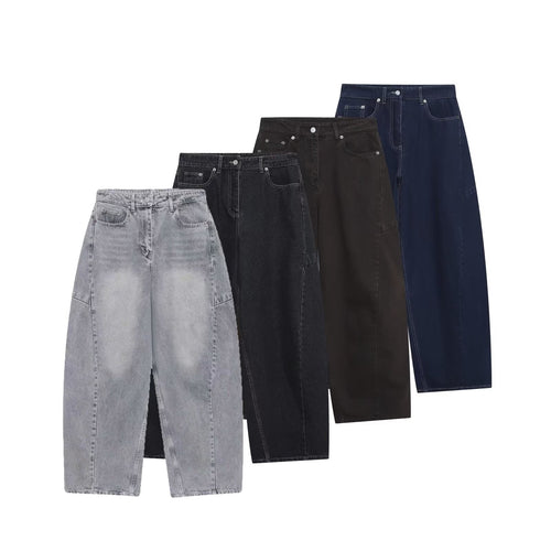 Damen weite Jeans im modernen Schnitt mit angesagten Cargo-Taschen Shopnory
