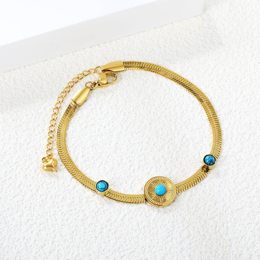 Damen elegante Armbanduhr mit turquoise Akzenten Shop Nory