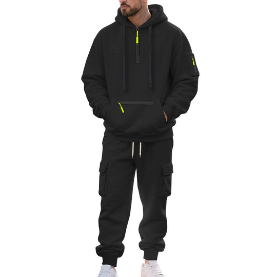 Herren Urbane Cargo-Jogging-Set mit Utility-Hoodie, Reißverschluss-Details und Cargo-Joggers Shop Nory