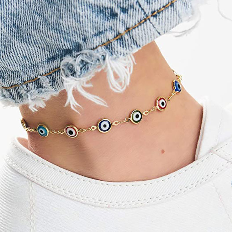 Damen Fußkettchen mit schützenden Augen und filigranem Design Shop Nory
