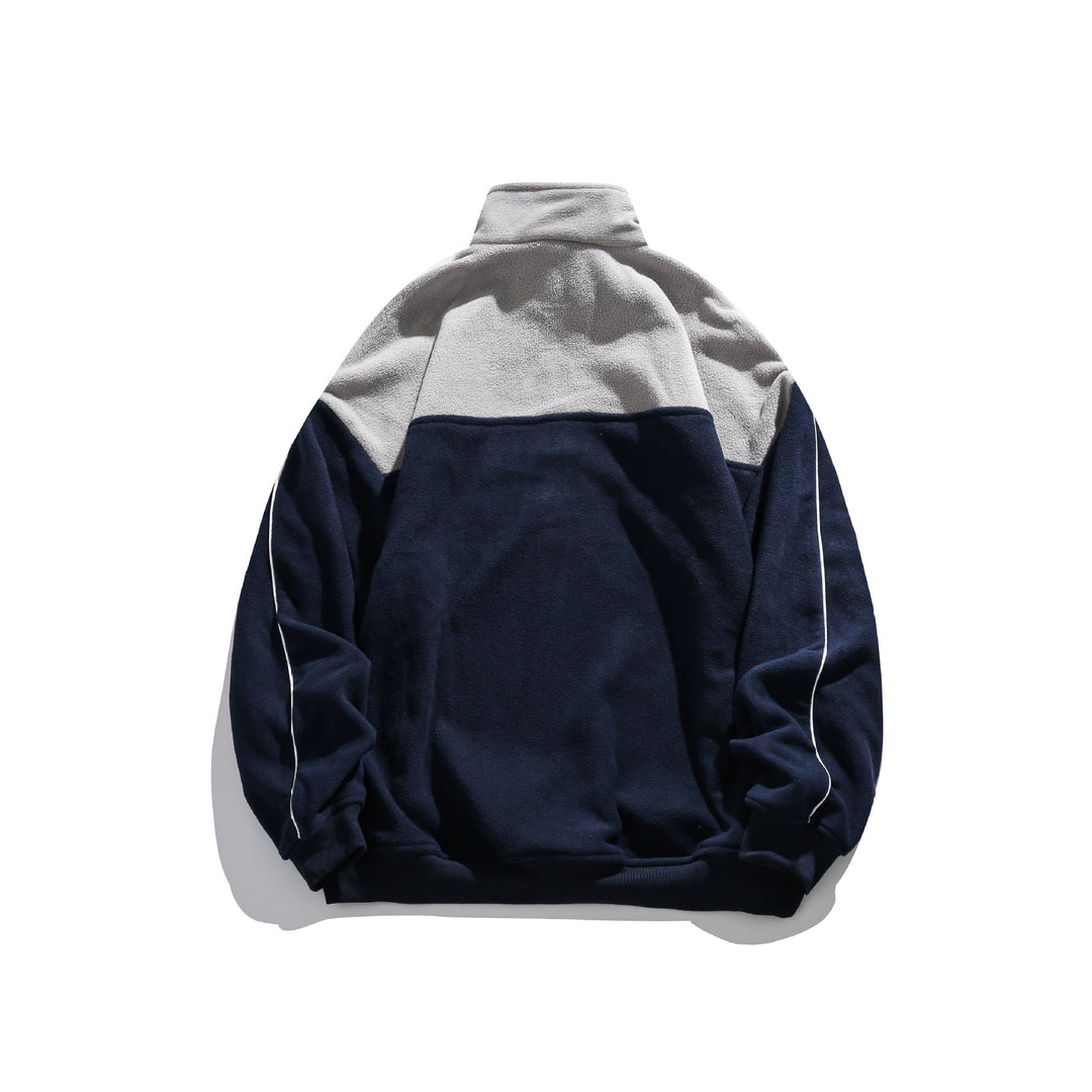Unisex Fleece-Halbzip-Pullover mit hohem Kragen, Raglanärmeln und Kontrastpaneelen Shop Nory