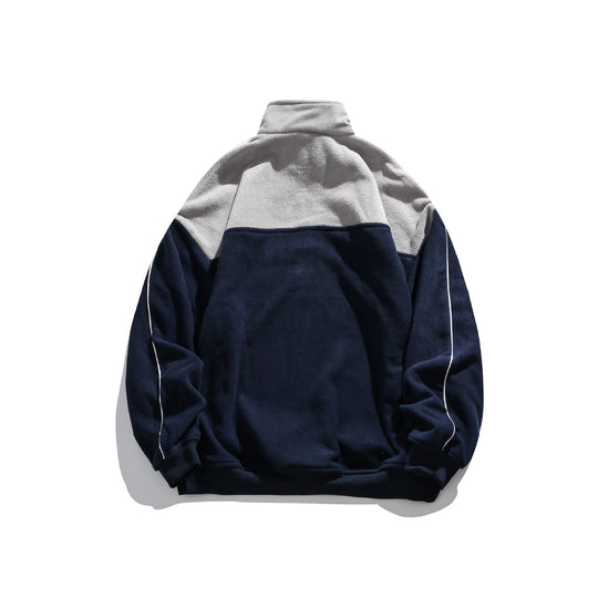 Unisex Fleece-Halbzip-Pullover mit hohem Kragen, Raglanärmeln und Kontrastpaneelen Shop Nory