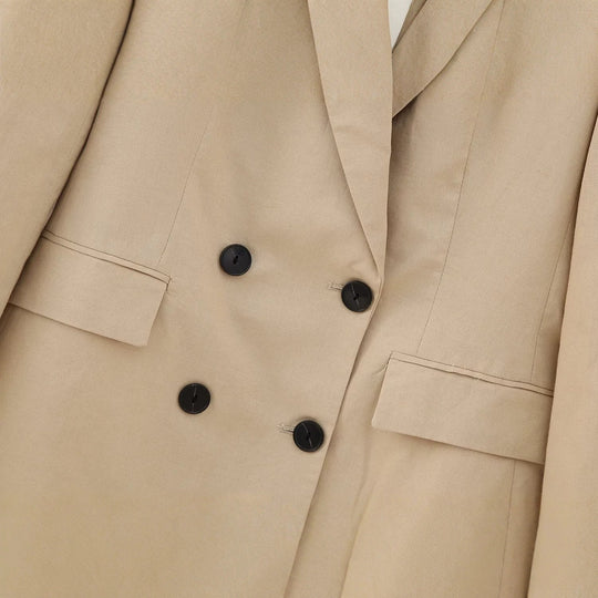 Damen Doppelreihiger Longline-Blazer mit strukturiertem Tailoring und verlängertem Saum Shop Nory