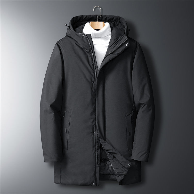 Herren moderner Urban-Longparka mit versteckter Reißverschlussblende und ergonomischer Kapuze Shop Nory