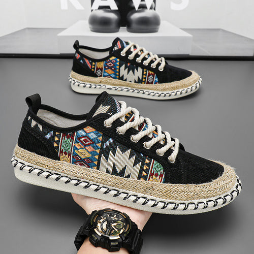 Unisex Espadrille-Sneaker mit geflochtenem Jutemittelsohle und ethnischem Webmuster Shopy Nory