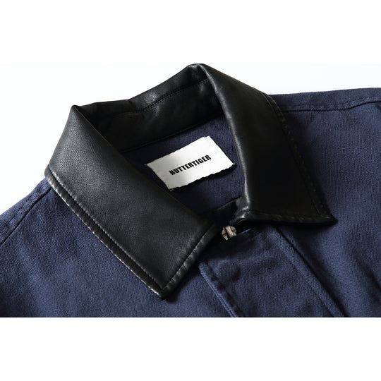 Herren Boxy-Canvas-Blouson mit kontrastierendem Kunstlederkragen und elastischem Saum Shop Nory