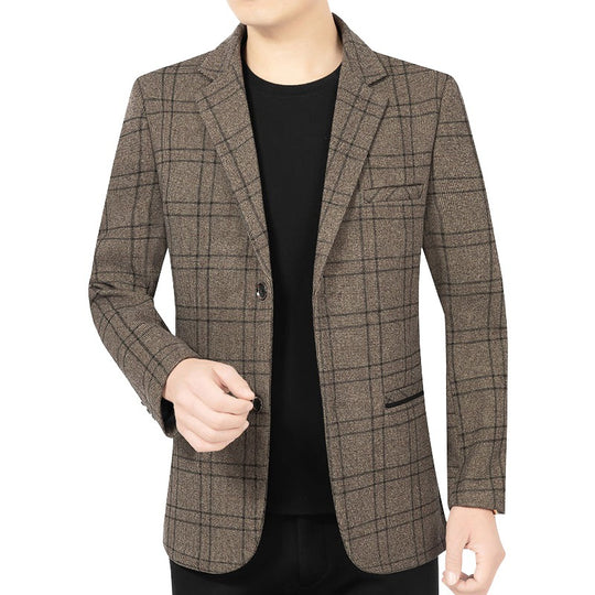Herren Elegantes Karomuster-Sakko mit leichtem Stretch und Notch-Revers Shop Nory