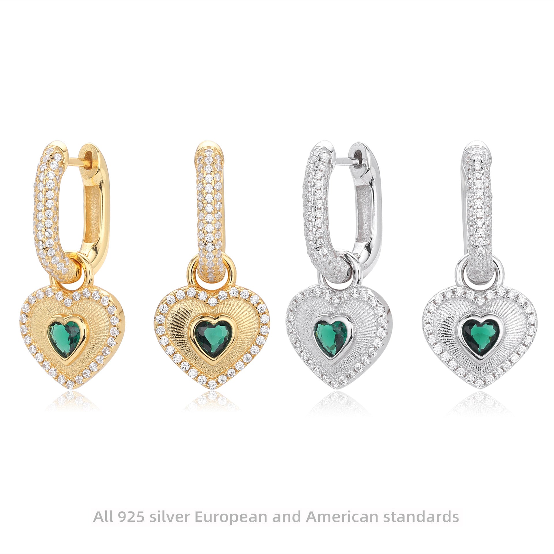 Damen Ohrhänger mit herzförmigem Design und funkelnden Zirkonsteinen Shop Nory