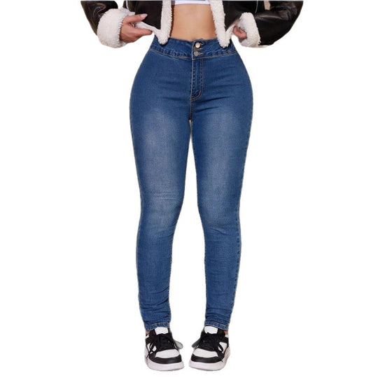 Damen hochtaillierte Sculpting-Skinny-Jeans mit Doppelknopf-Formbund und Po‑Lift‑Effekt Shop Nory