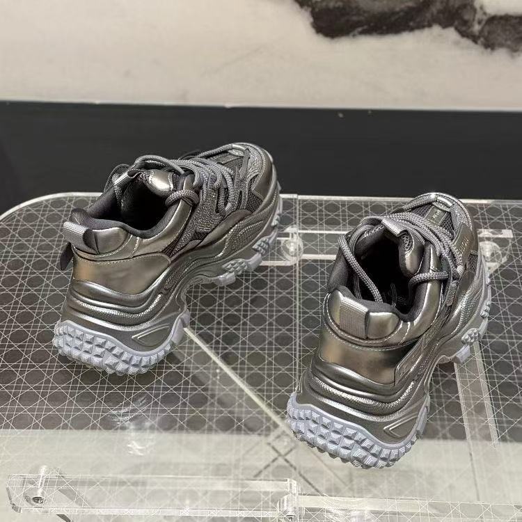 Damen Sportliche Chunky Sneakers mit Glitzer-Elementen und verstärktem Profil