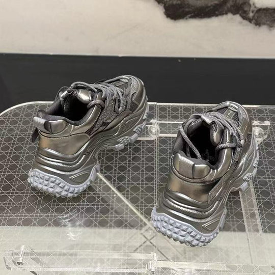 Damen Sportliche Chunky Sneakers mit Glitzer-Elementen und verstärktem Profil