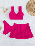 Damen Freizeit-Bikini-Set mit Wickelrock und stützenden Trägern