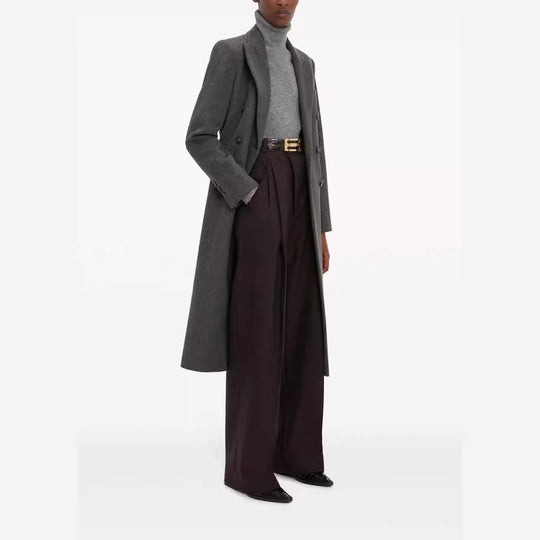 Damen Doppelreihiger Longcoat im Tailoring‑Look mit schmaler Silhouette und markanter Schulter Shop Nory