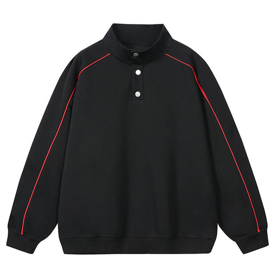 Herren Sweatshirt mit Stehkragen, Druckknopf‑Halbleiste und kontrastierender Schulterpaspel Shop Nory