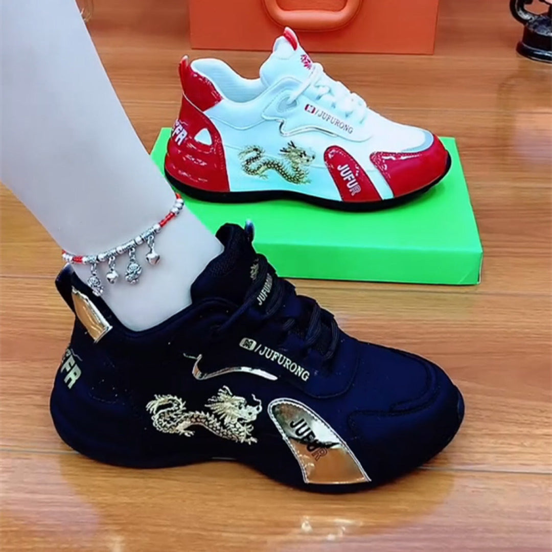 Damen Sportliche Sneakers mit trendigem Drachenmuster