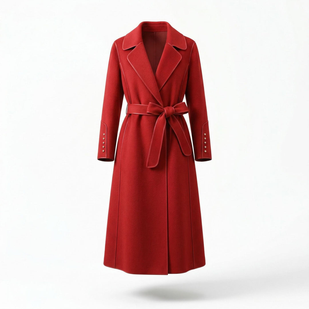 Damen Eleganter Wickelmantel mit Gürtel und hochwertigen Details Shop Nory