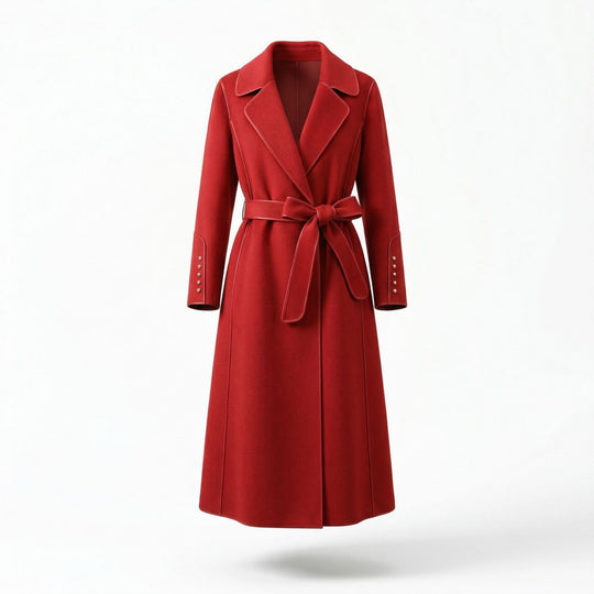 Damen Eleganter Wickelmantel mit Gürtel und hochwertigen Details Shop Nory