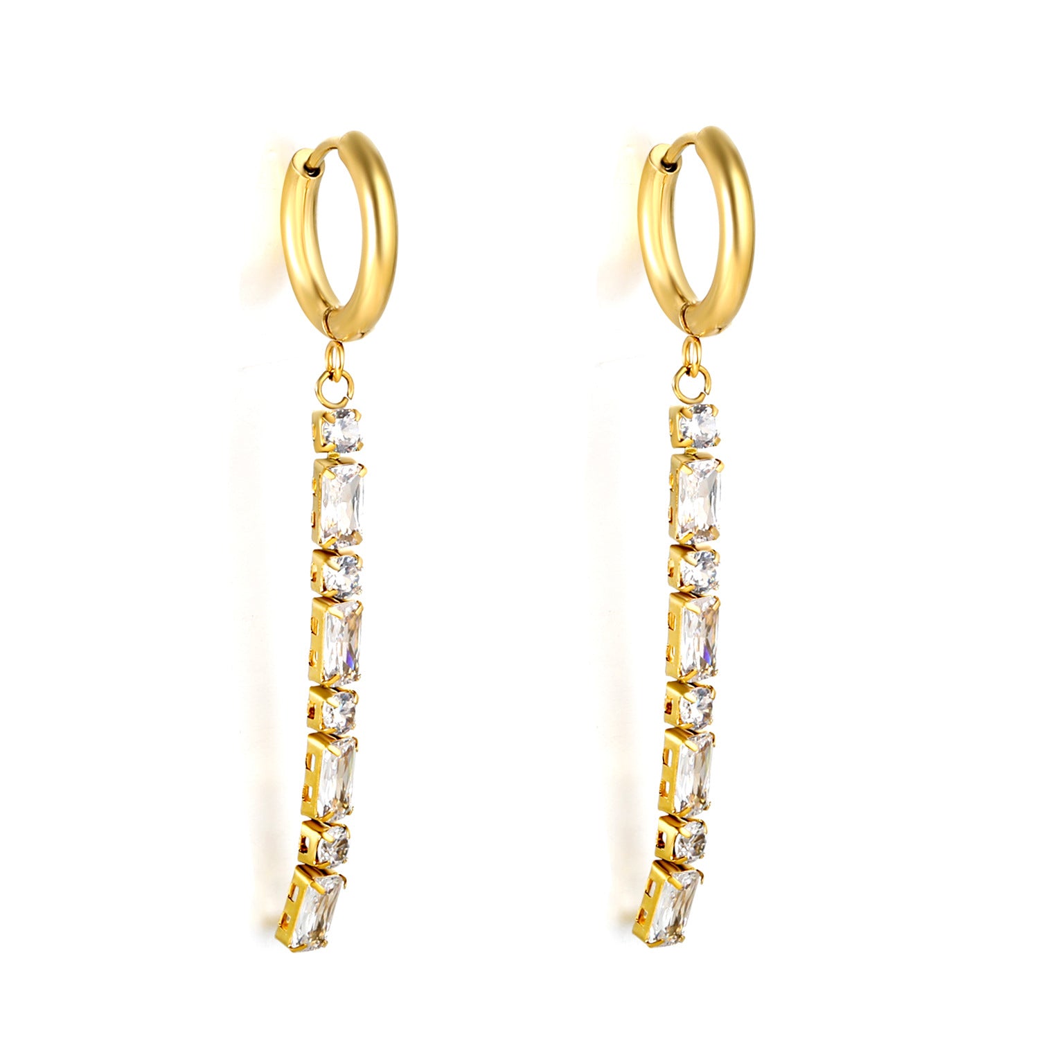 Damen Hängende Ohrstecker mit funkelnden Zirkonia-Elementen und eleganter Goldplattierung Shop Nory
