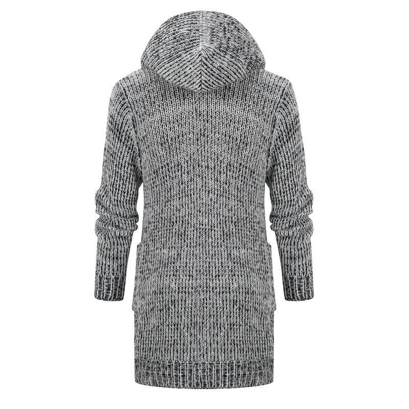 Damen Langer Kapuzen‑Strickcardigan mit tiefer Rippenstruktur und aufgesetzten Taschen Shop Nory