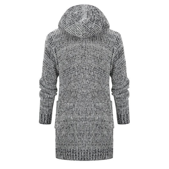 Damen Langer Kapuzen‑Strickcardigan mit tiefer Rippenstruktur und aufgesetzten Taschen Shop Nory