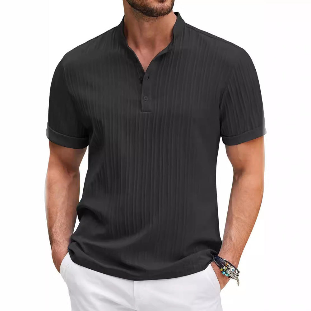 Herren Kurzarm Henley-T-Shirt mit strukturiertem Design