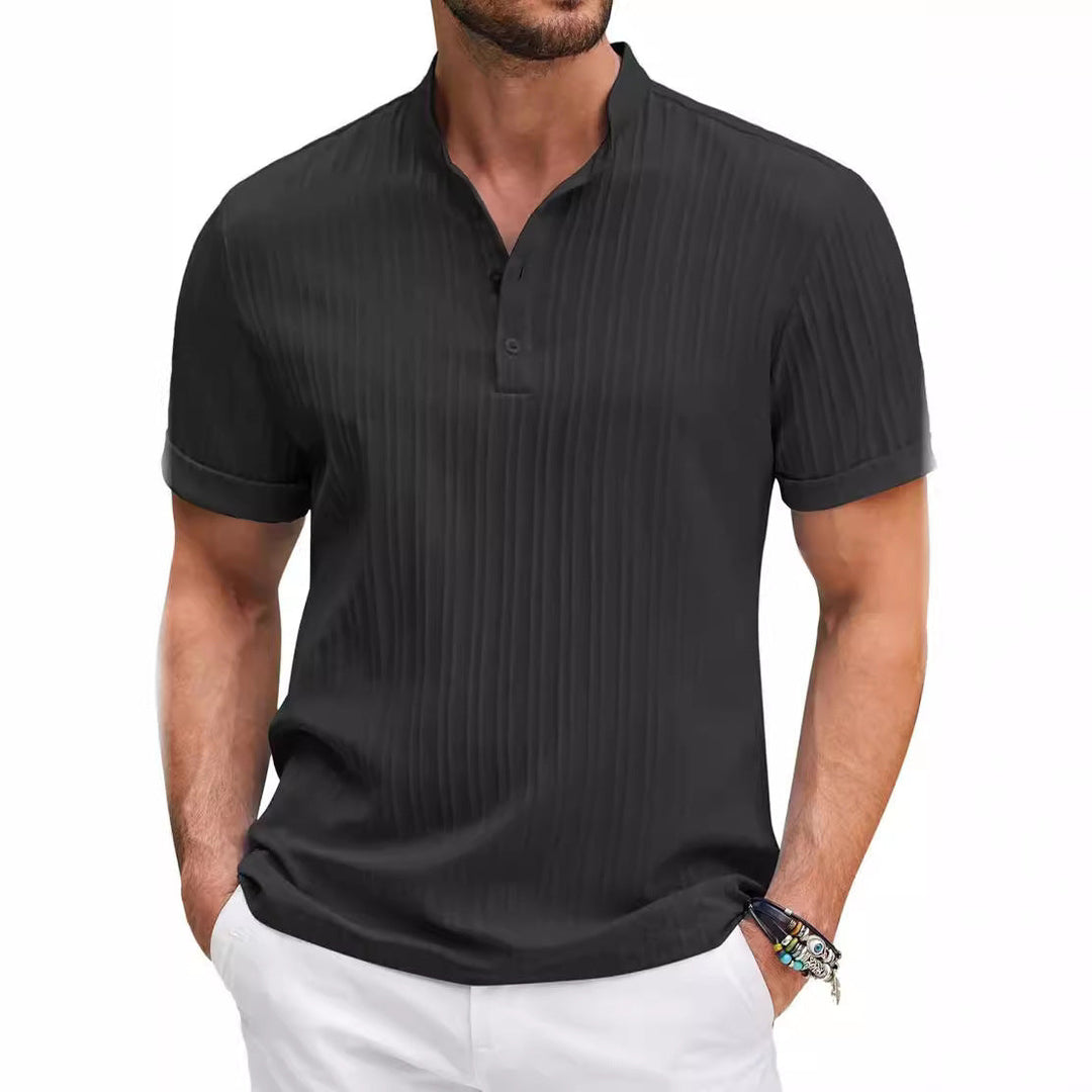 Herren Kurzarm Henley-T-Shirt mit strukturiertem Design