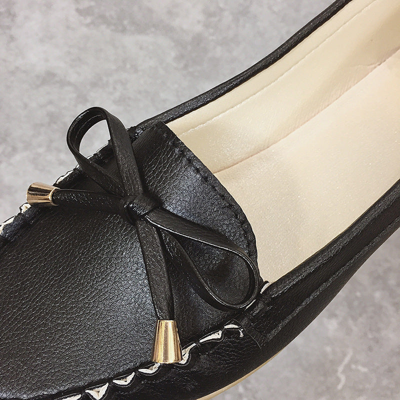 Damen Lederoptik Mokassin-Slipper mit Dekorschleife und profiliertem Gummisohlen-Design Shop Nory
