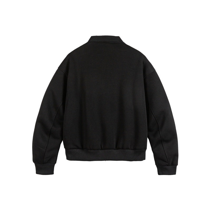 Unisex Boxy‑Sweatjacke mit durchgehendem Reißverschluss, Badge‑Applikationen und geripptem Saum Shop Nory