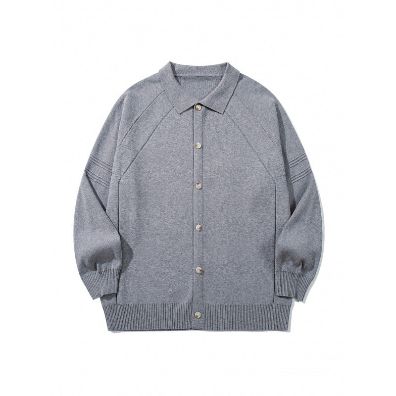 Unisex Boxy-Strickcardigan mit Hemdkragen, Raglanärmeln und gerippten Abschlüssen Shop Nory