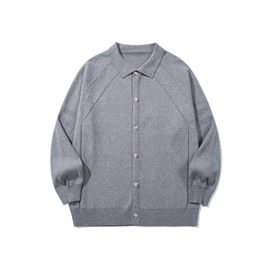 Unisex Boxy-Strickcardigan mit Hemdkragen, Raglanärmeln und gerippten Abschlüssen Shop Nory