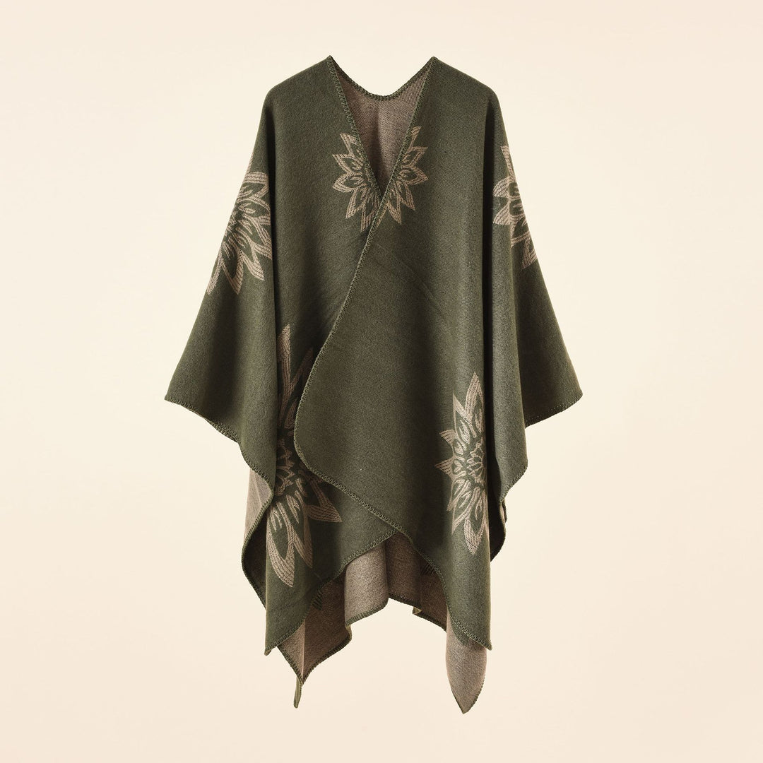 Damen Oversize‑Umhang im Wendefinish mit floraler Intarsienstickerei Shop Nory